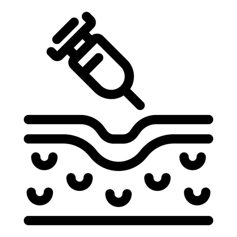 Syringe injecting substance into skin layers for cosmetic or medical procedure vector