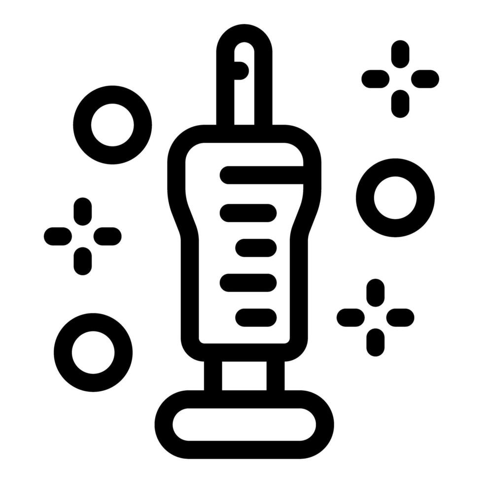 Simple bold line art icon of a syringe for injecting vaccination vector