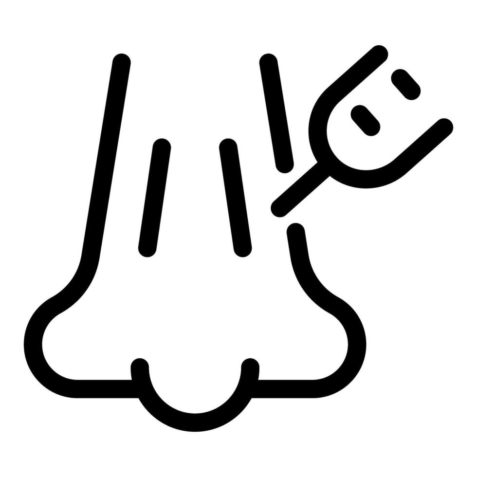 Line icon of a nasal swab being taken for a pcr test vector