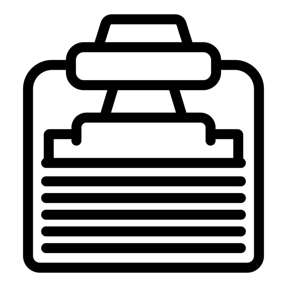 Simple black and white line art of a clipboard with blank paper ideal for minimalist designs vector