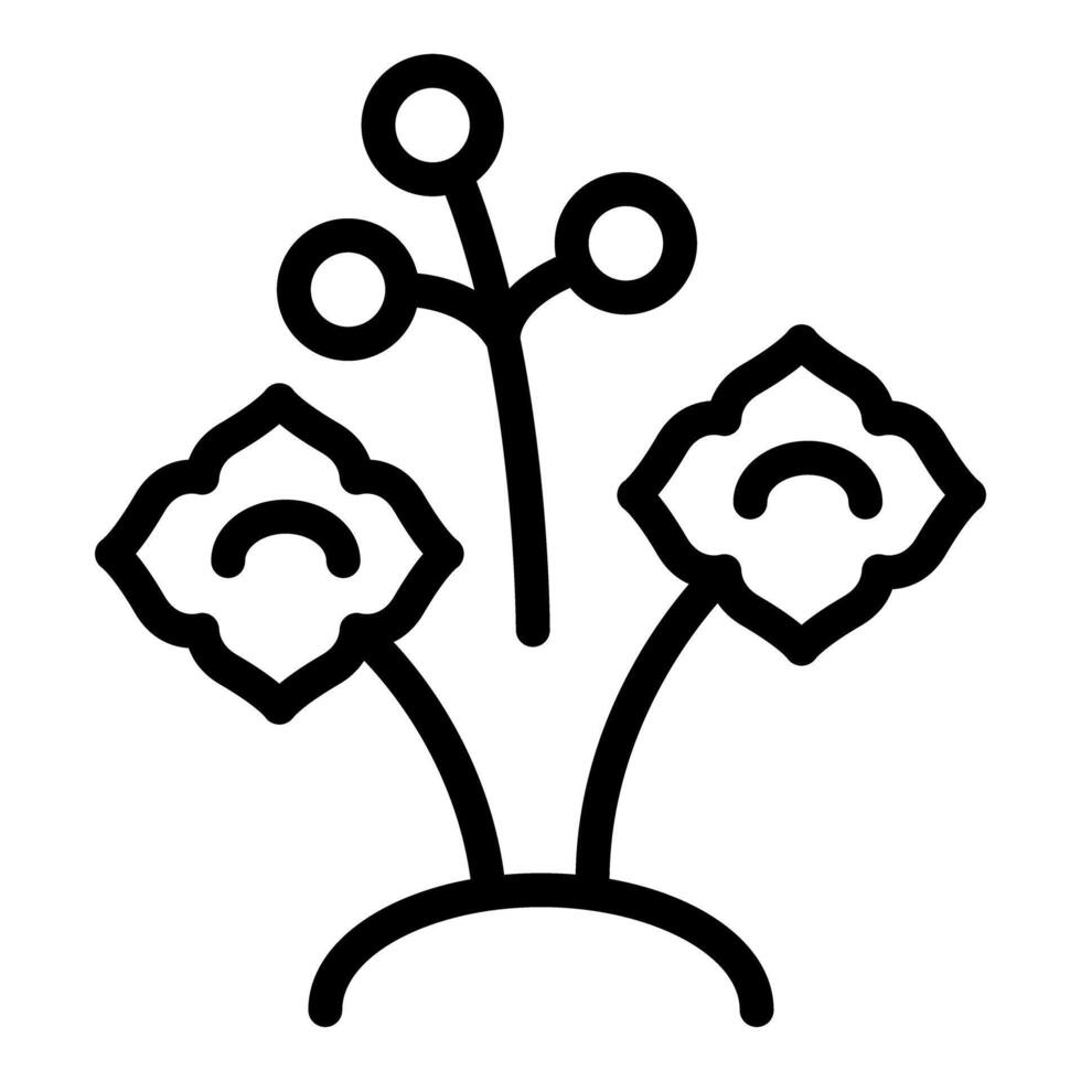 Cotton plant growing with rounded squares and circles representing cotton bolls and seeds vector