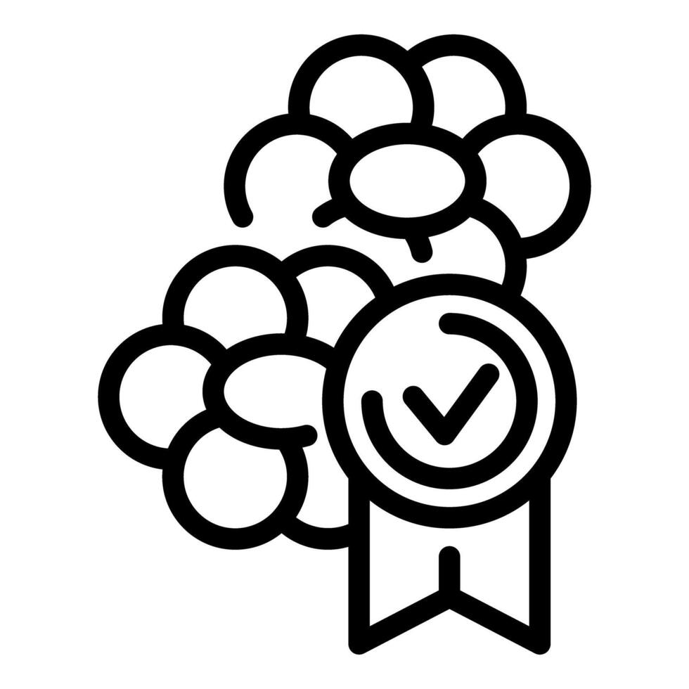 Award winning flower bouquet with check mark symbol for quality assurance vector