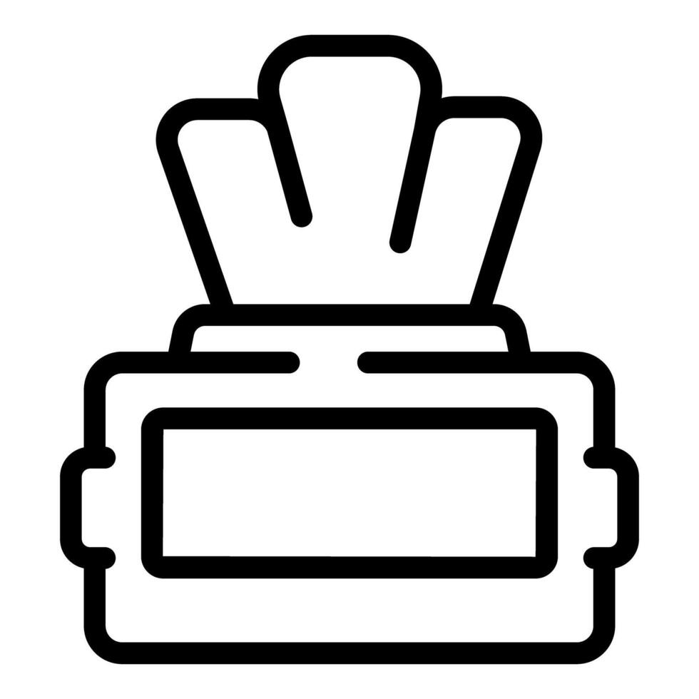 Wet wipes pack with open lid showing wipes inside line icon vector