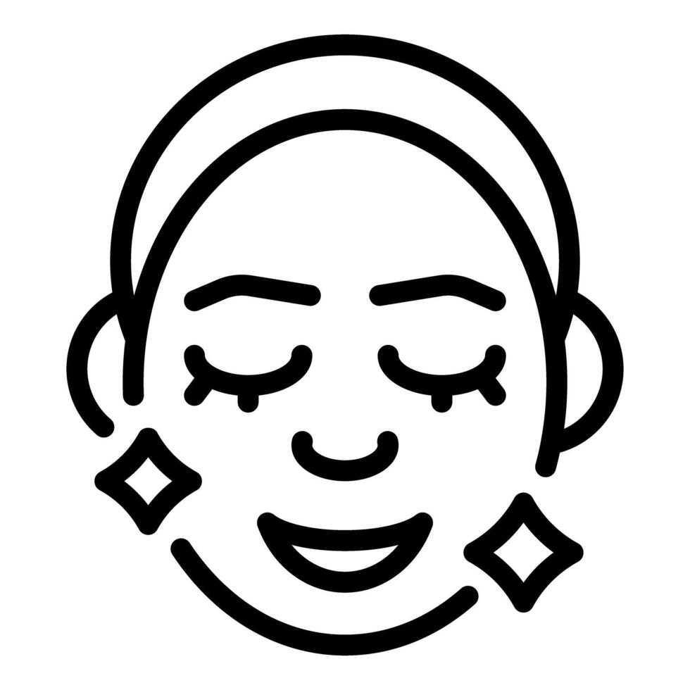 Woman smiling and closing her eyes enjoying skincare routine icon vector