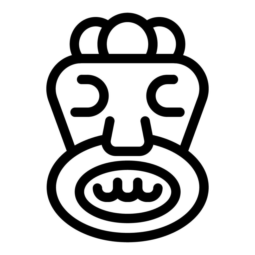 Hawaiian tiki idol depicting a polynesian deity with a wide mouth, round eyes, and a large head vector