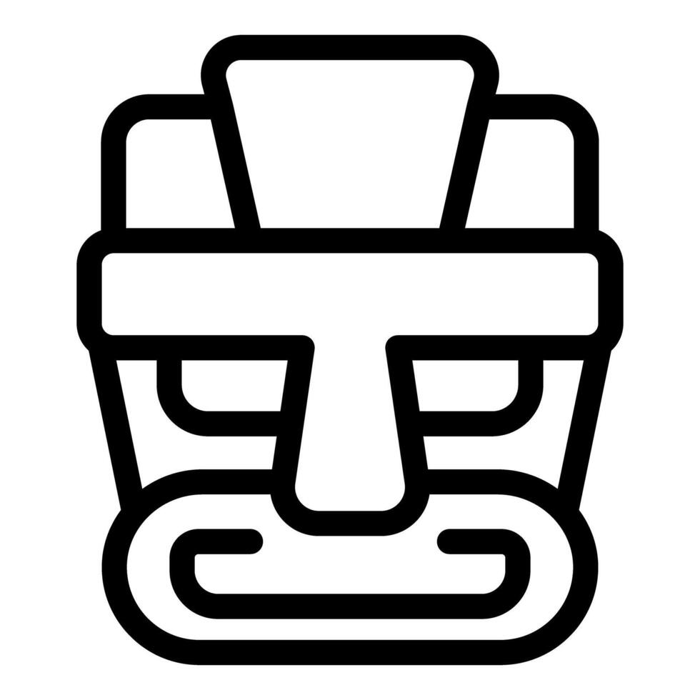 Black and white icon of a tiki mask with a large nose and mouth vector