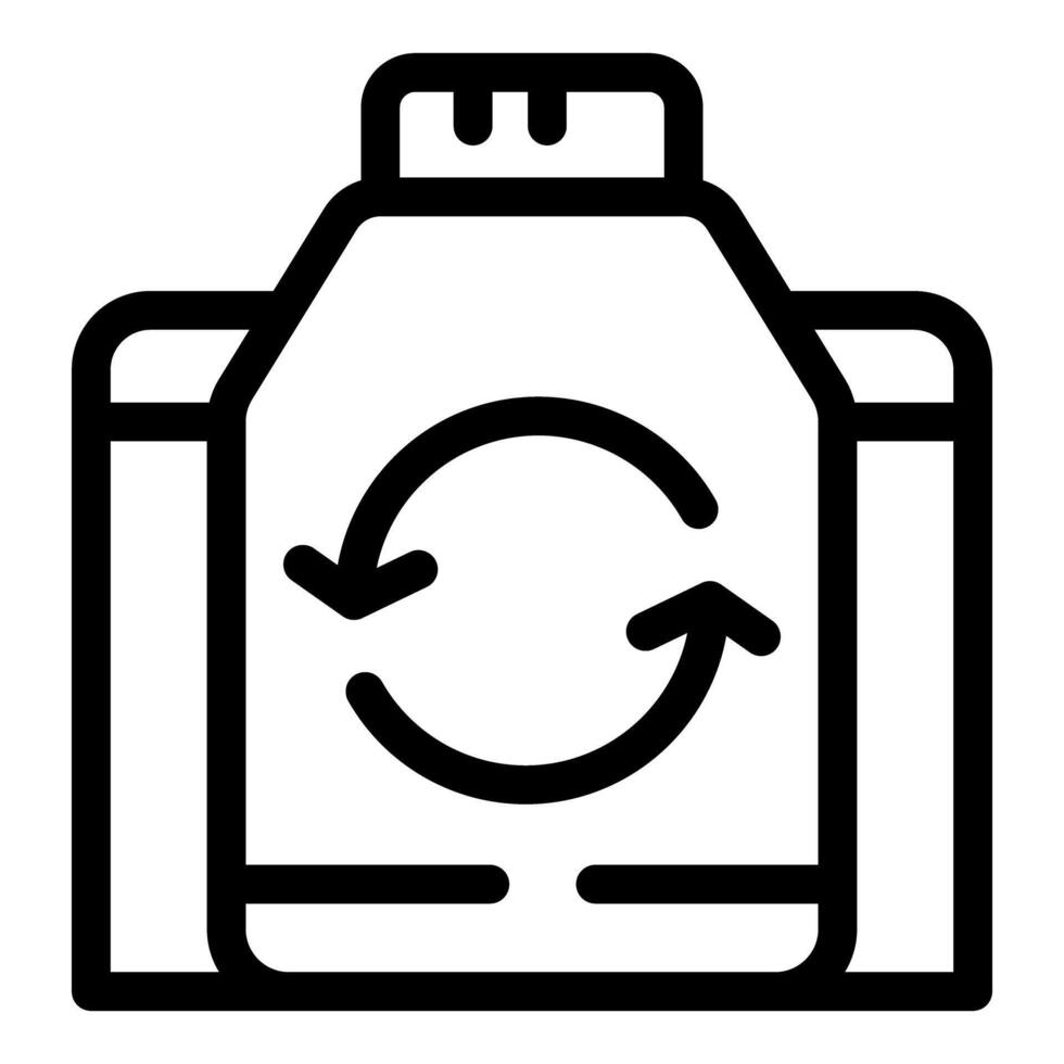 Recycling plastic canister showing recycling symbol with arrows vector