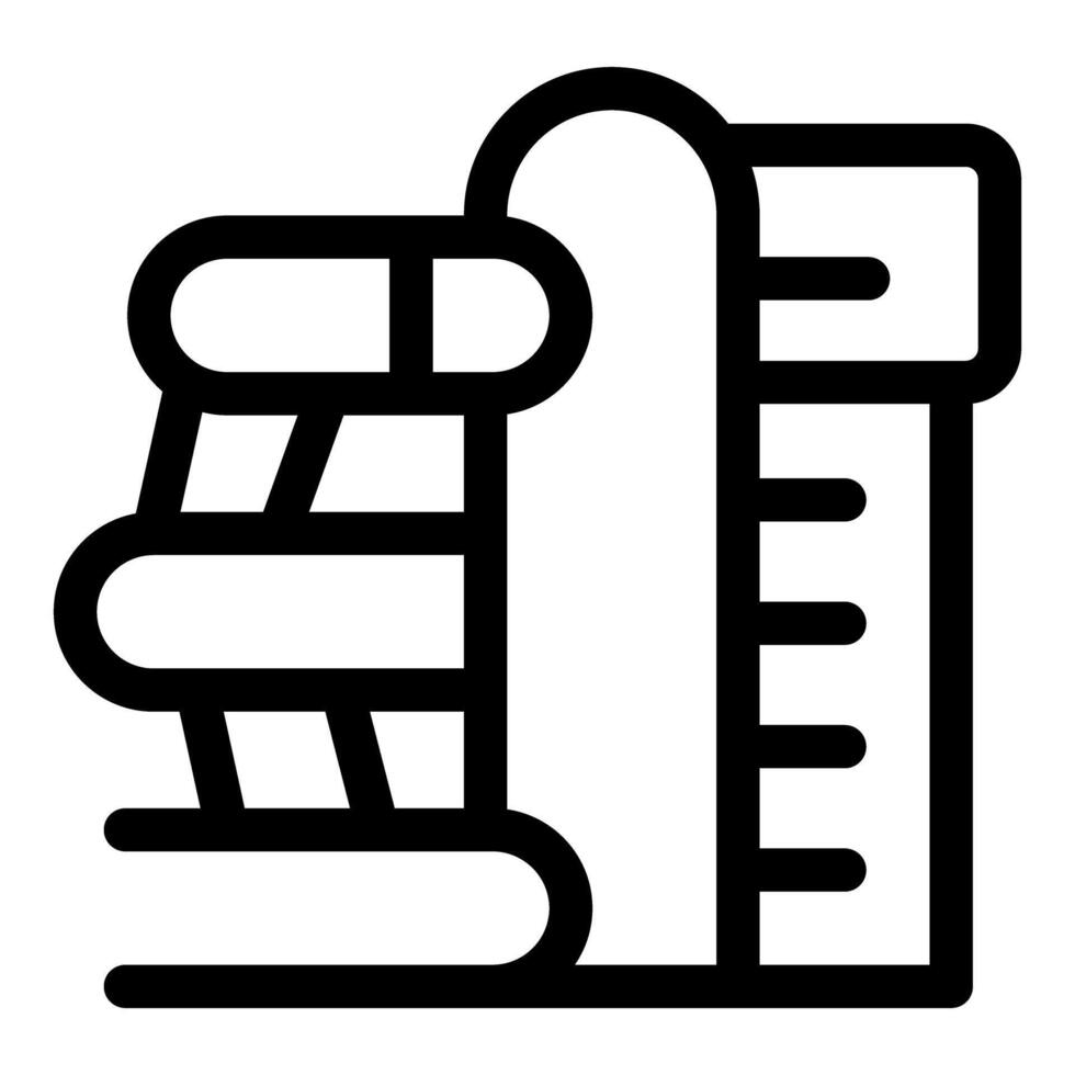 Aquapark water slides standing next to a measuring tool icon vector