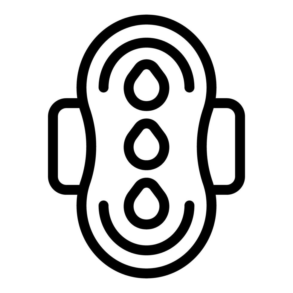 Black outline icon representing a sanitary pad for menstrual hygiene management vector