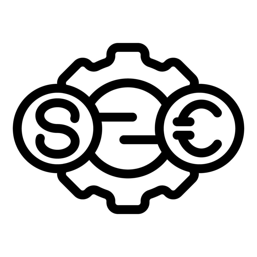 Line art icon of a currency exchange mechanism converting dollars to euros vector