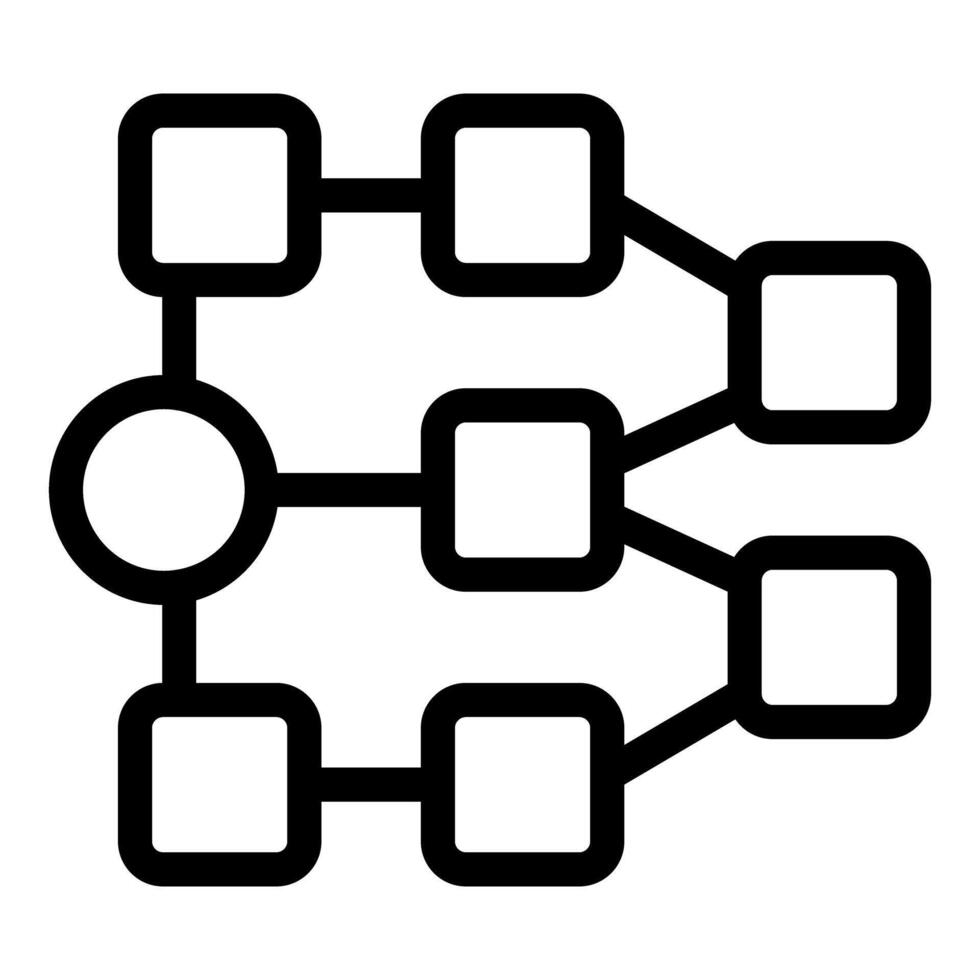 Algorithm flowchart with square blocks and connecting lines representing data structure vector
