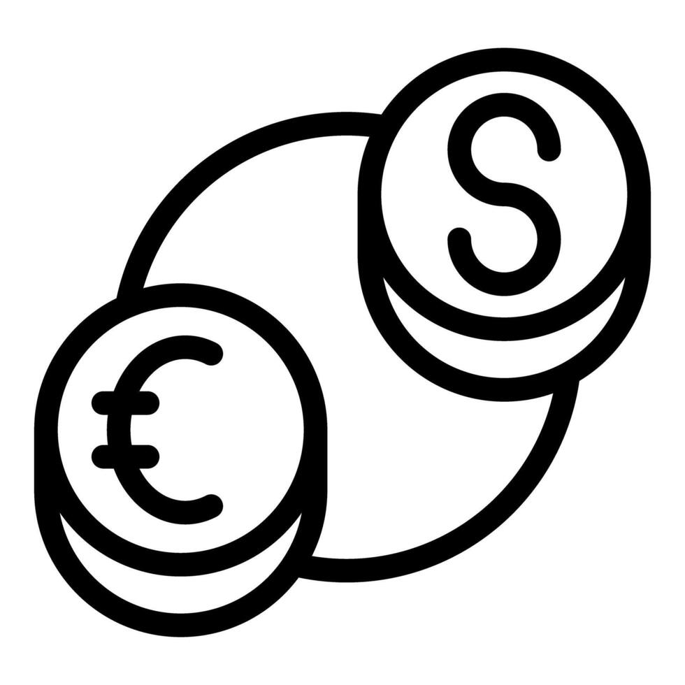 Euro and dollar coins exchanging rotating in a circle symbolizing currency exchange rate vector