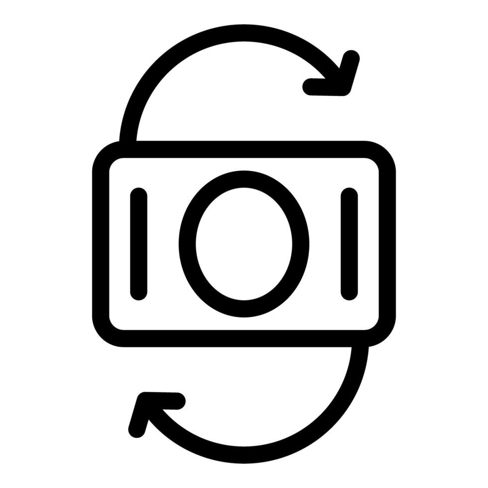 Bold line icon representing an ongoing currency exchange vector