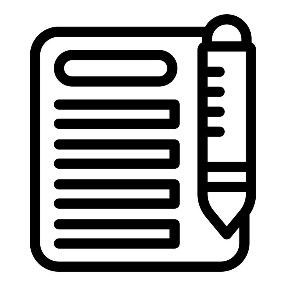 Black outline icon of a clipboard and pen representing task management and planning vector