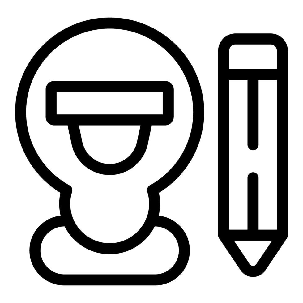 Construction worker wearing protective helmet with pencil representing blueprint design vector