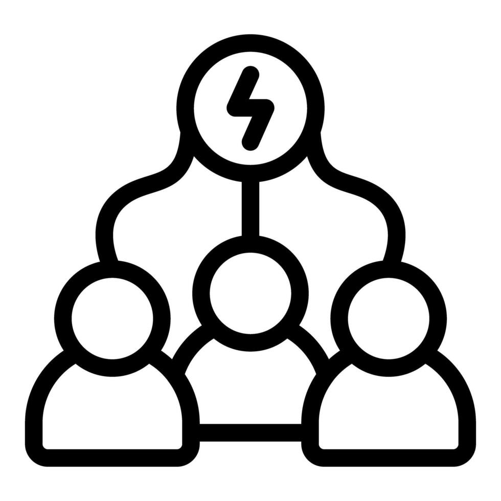 Team of three people sharing energy symbol for brainstorming session icon vector