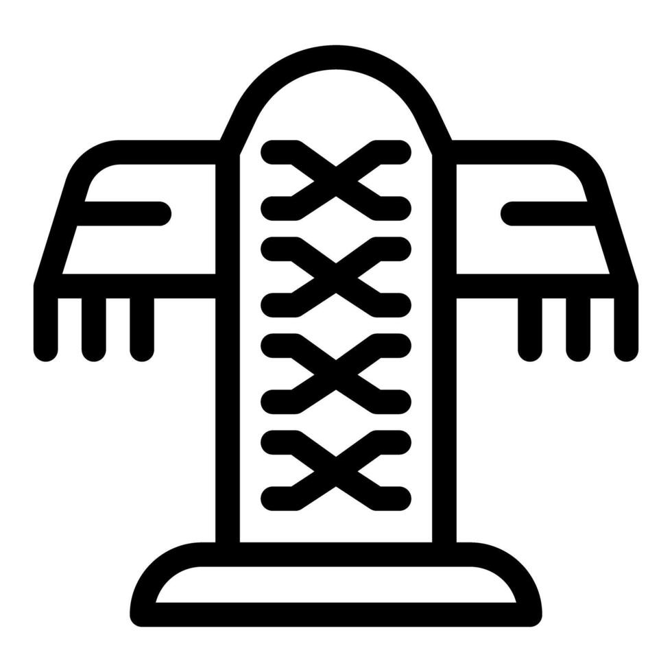 Traditional native american totem pole with wings and feathers icon vector