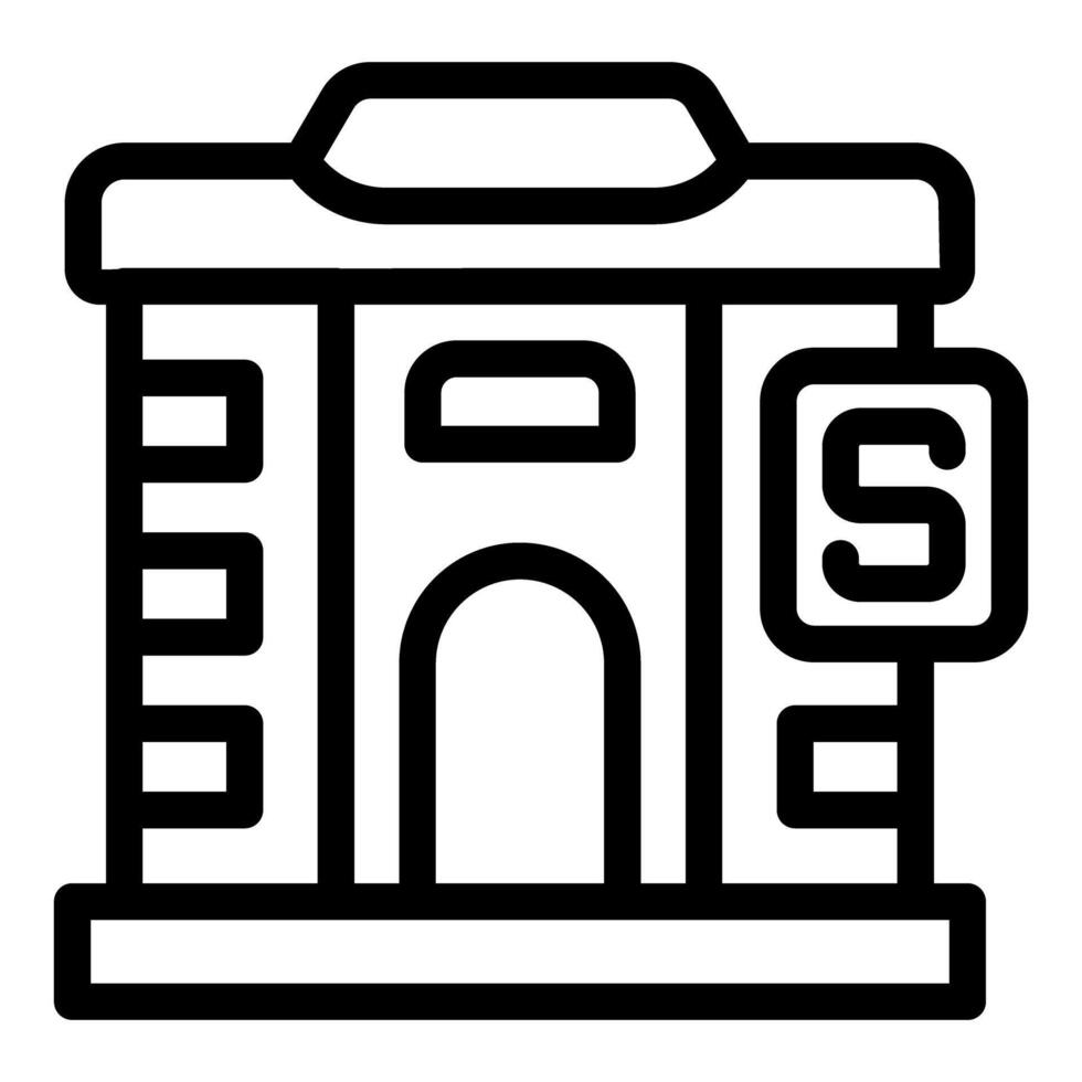 Simple black and white icon of a subway station building vector