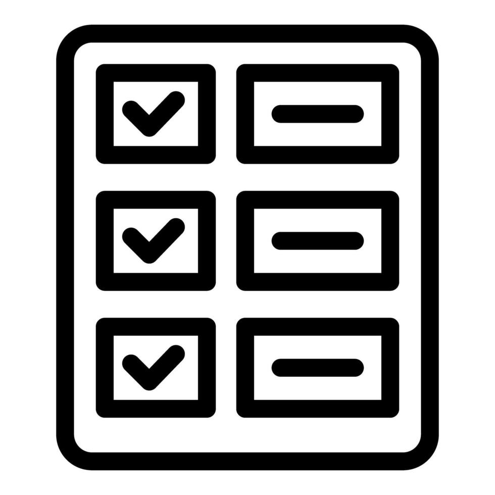 Checklist showing checkmarks for evaluating progress on tablet screen vector