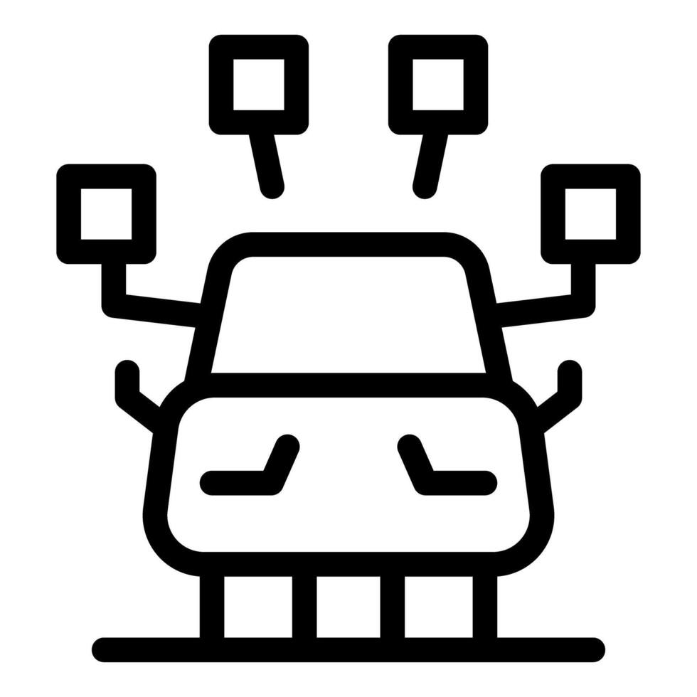 Self driving car using sensor system icon outline vector