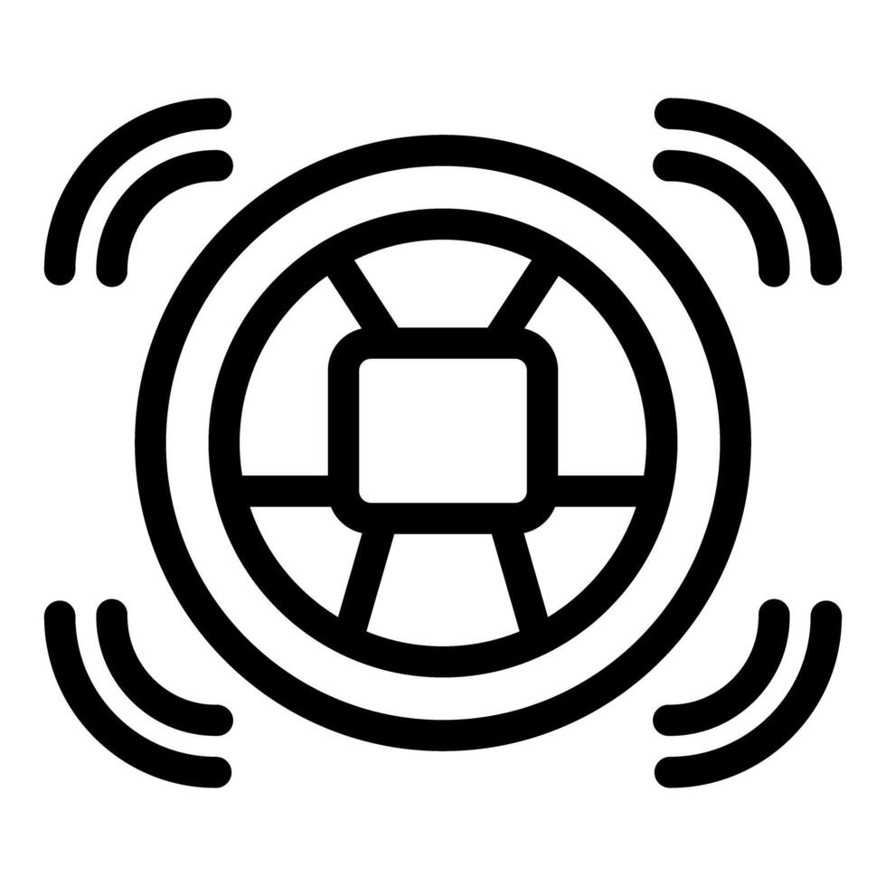 Round sensor detecting signal icon, smart tech outline vector