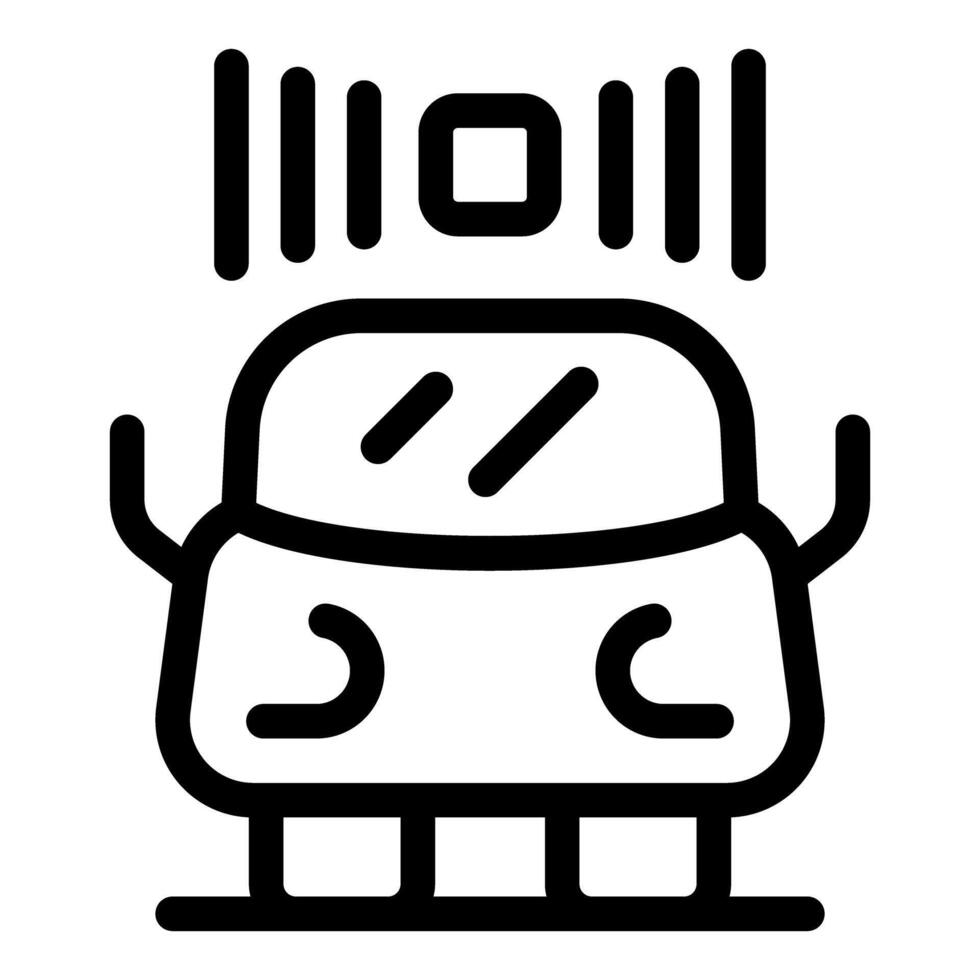 Autonomous car scanning road with lidar system icon vector