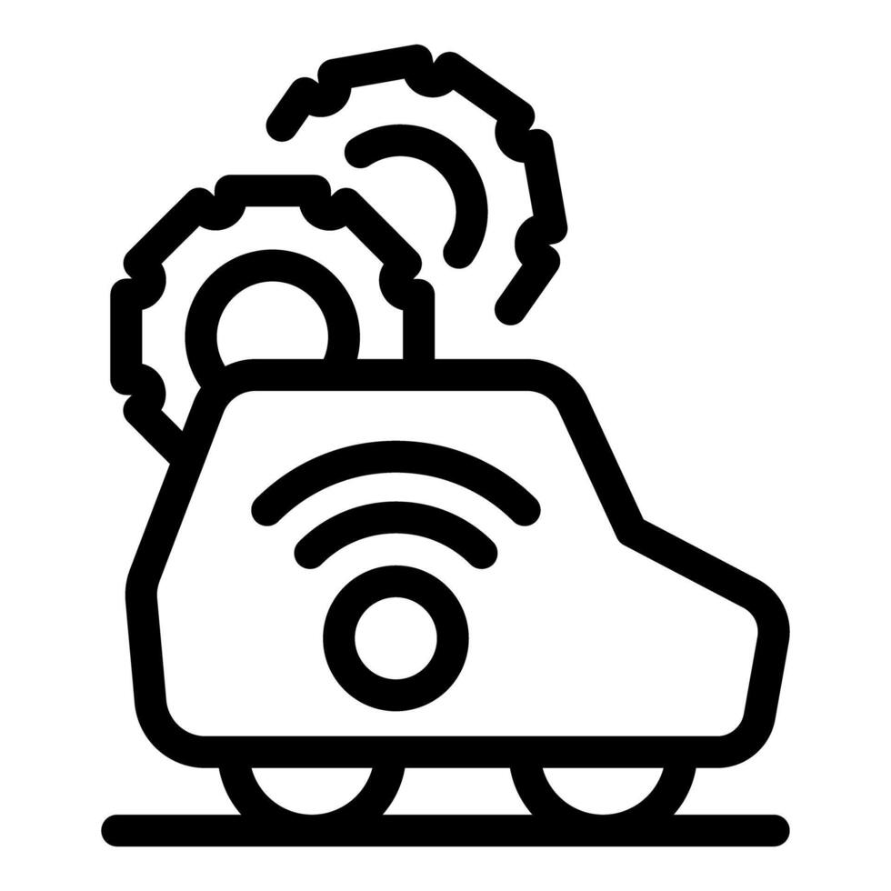 Self driving autonomous car sharing wifi connection with gears vector