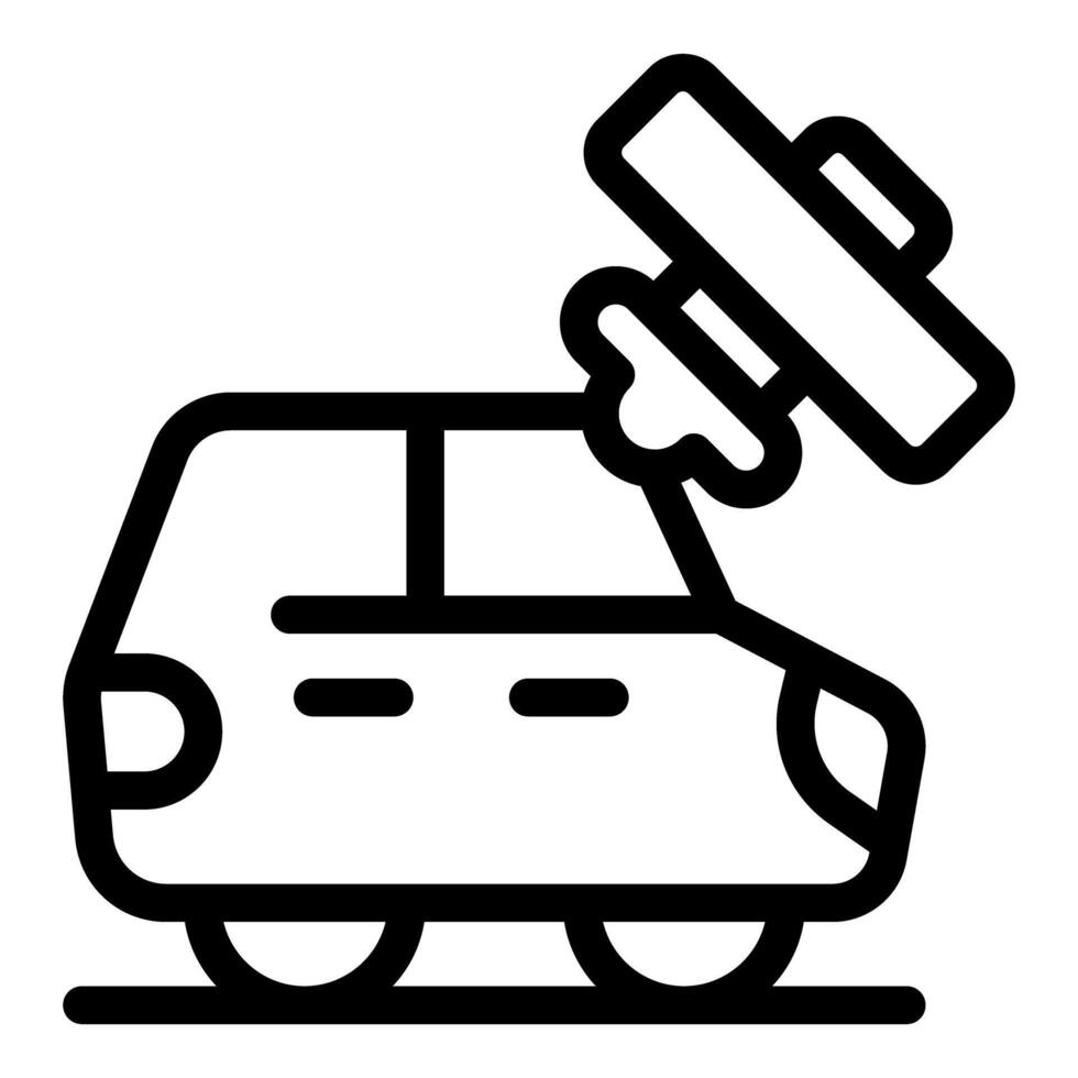 Car service station fixing broken car roof with tool vector