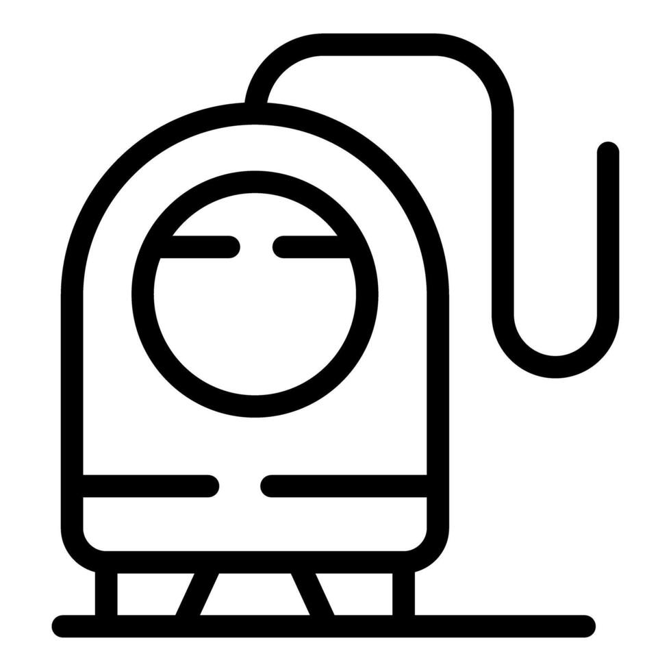 Front view of a modern train waggon standing on rails vector