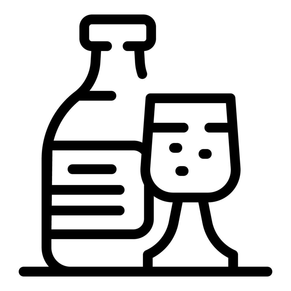 Bottle of wine with glass of wine on table being poured for celebration vector