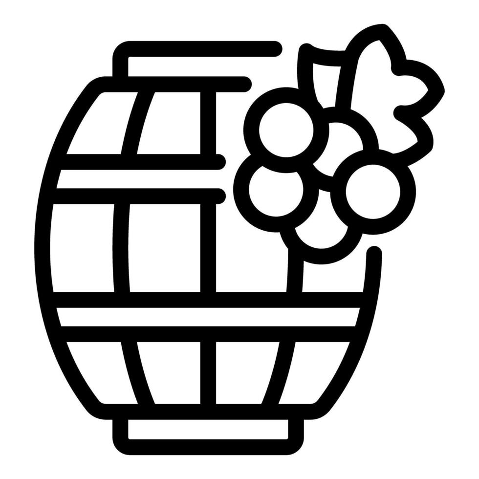 Winemaking process illustration with wooden barrel and fresh grapes icon vector