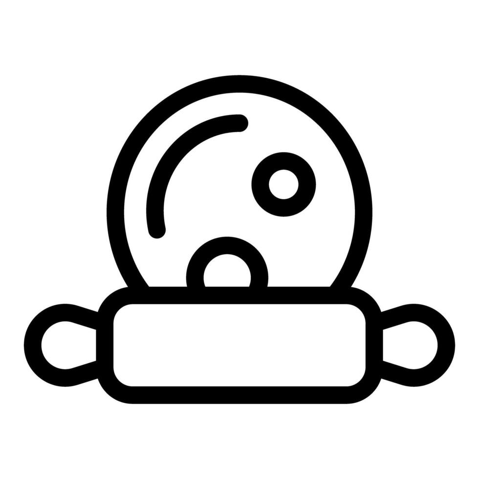Rolling pin flattening dough ball baking line art icon vector