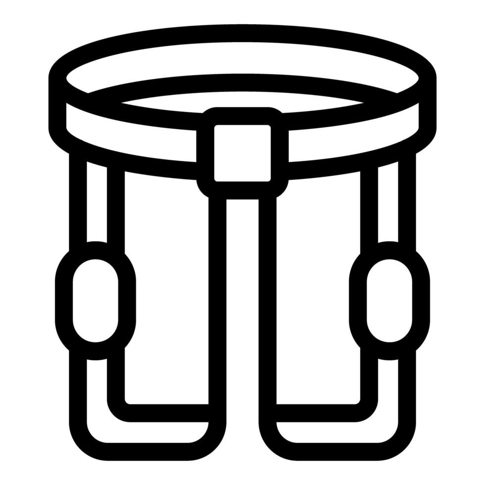 Simple black and white line drawing of a climbing harness vector