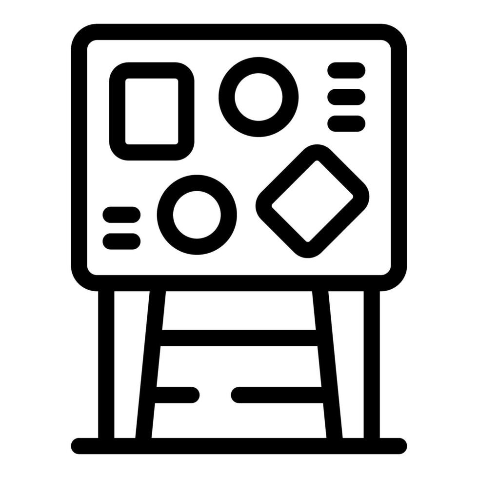 Kindergarten teacher using whiteboard with geometric shapes for explaining geometry to kids vector