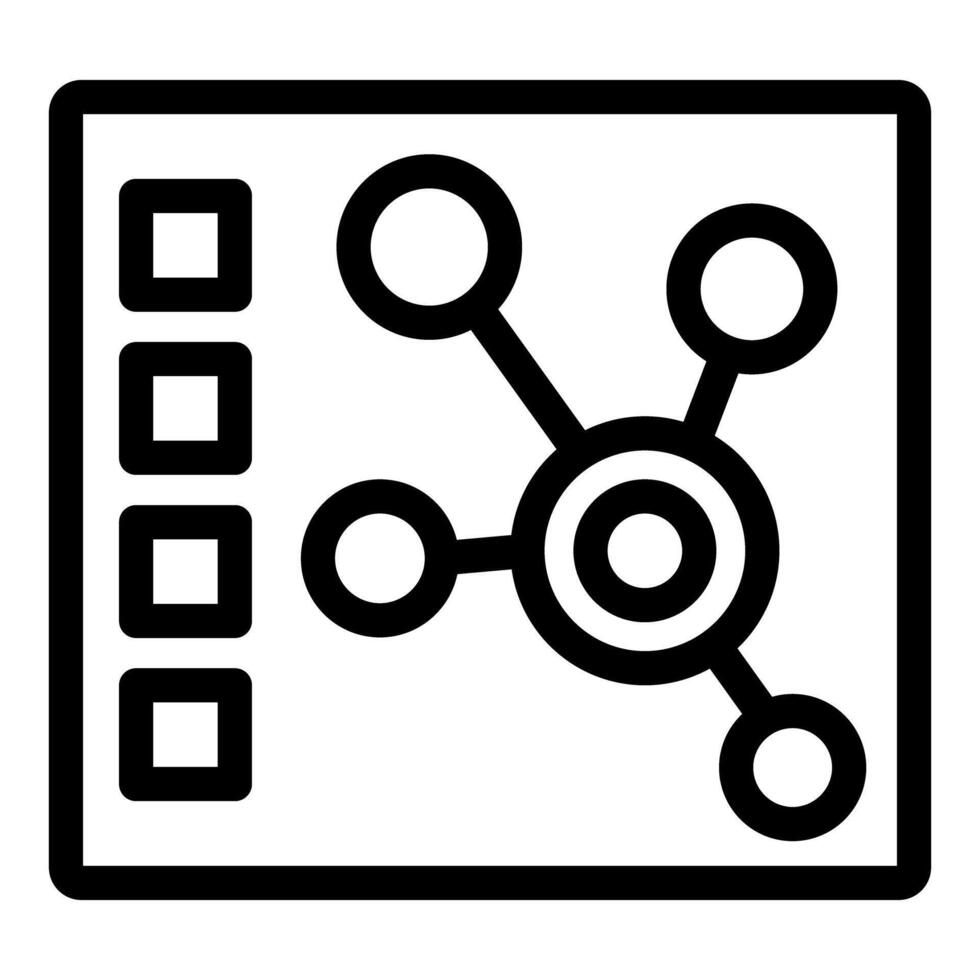 Data analysis icon showing interconnected circles representing data points being analyzed vector