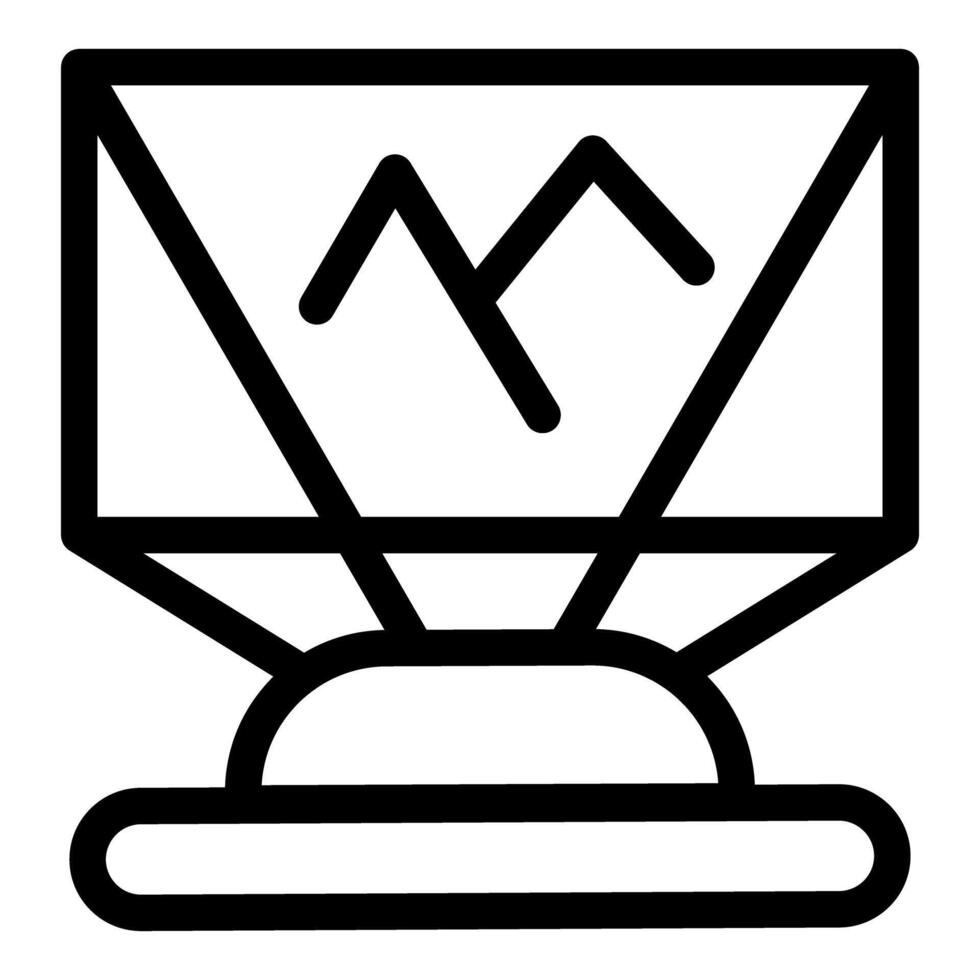 Hologram machine projecting mountain graphic icon vector