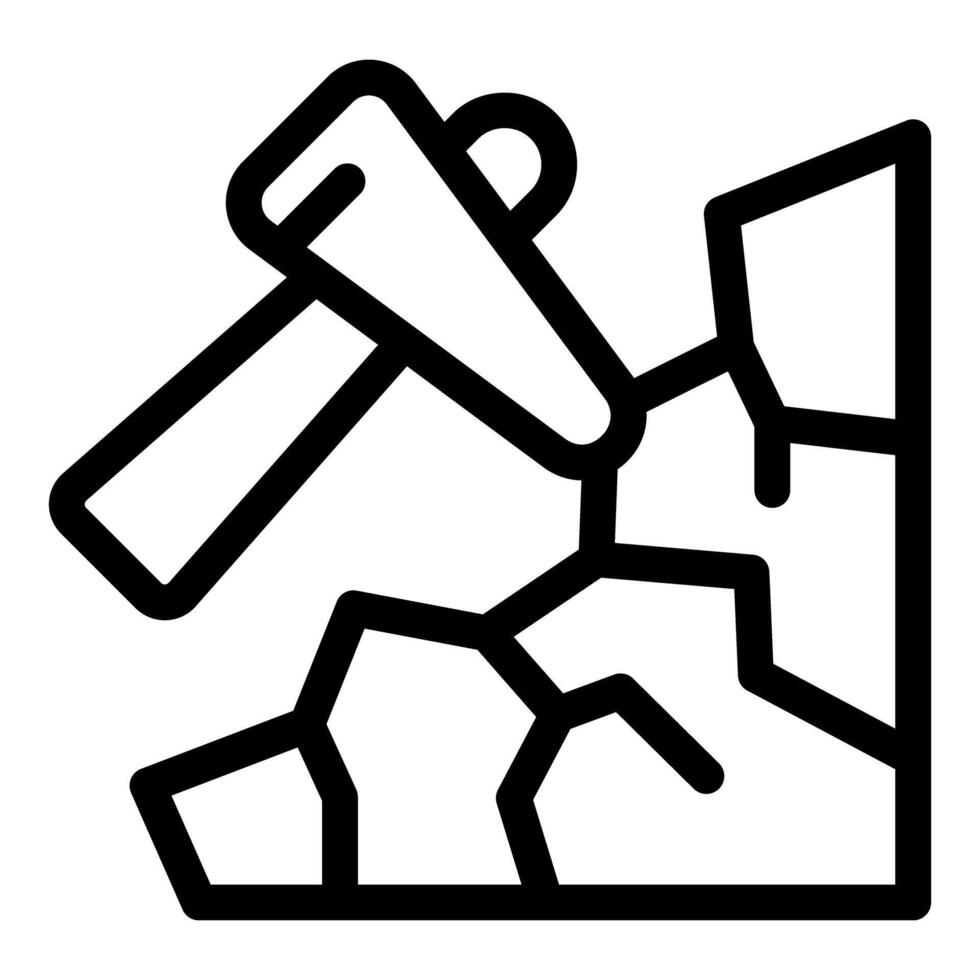 Construction worker using sledgehammer breaking concrete wall demolishing building vector
