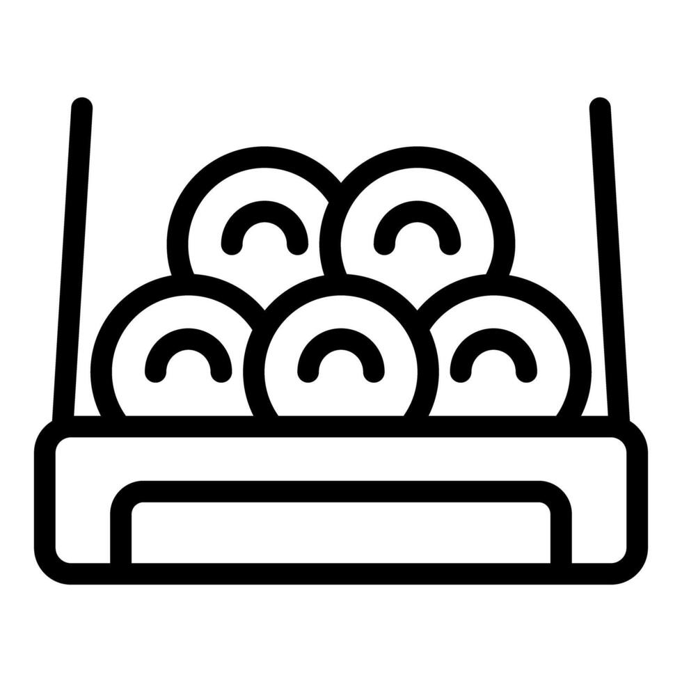 Warehouse worker arranging wool bales on a pallet jack icon vector