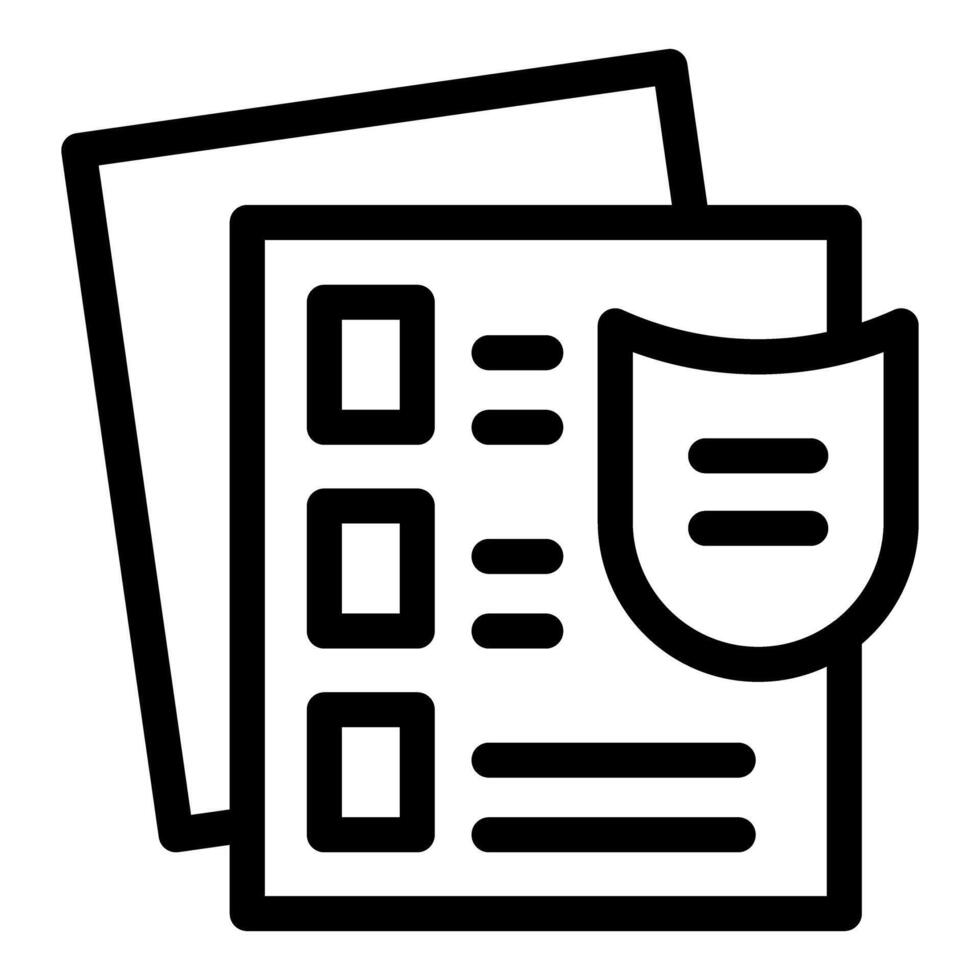 Shield protecting important documents for secure storage vector