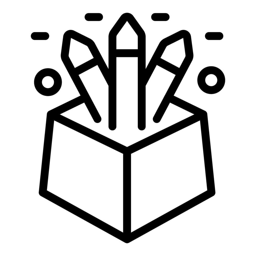 Pencils exploding from box representing creative thinking process vector