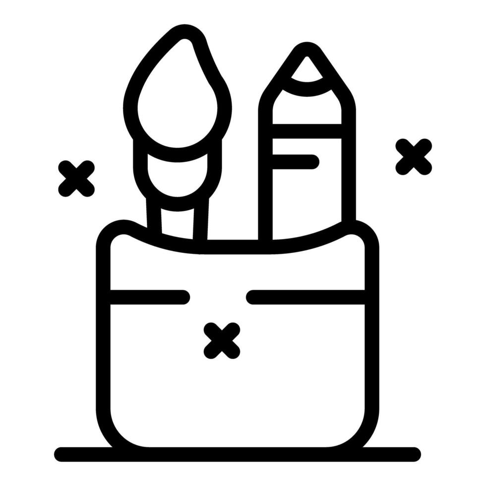 Pencil and brush standing in a jar for painting and drawing tools vector