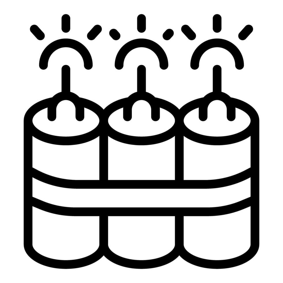 Three dynamite sticks connected with wires and flashing lights vector