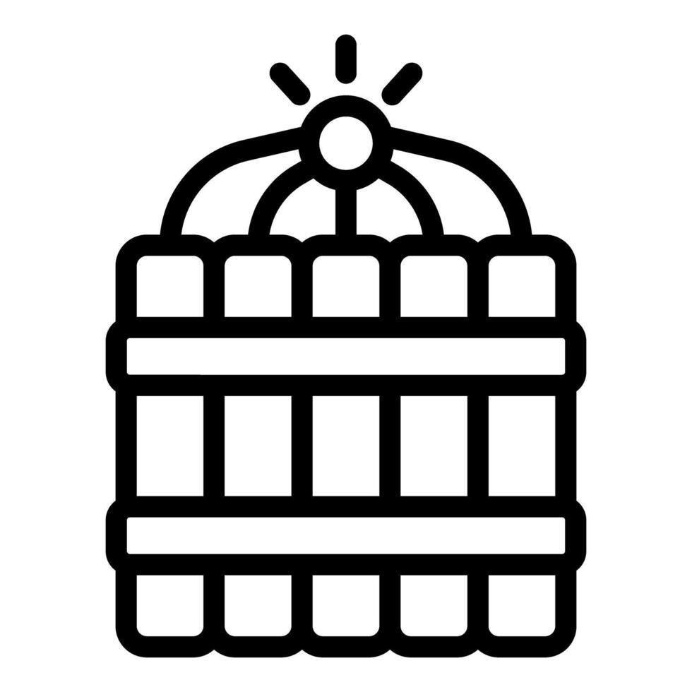 Black and white drawing of a barrel with a light inside vector