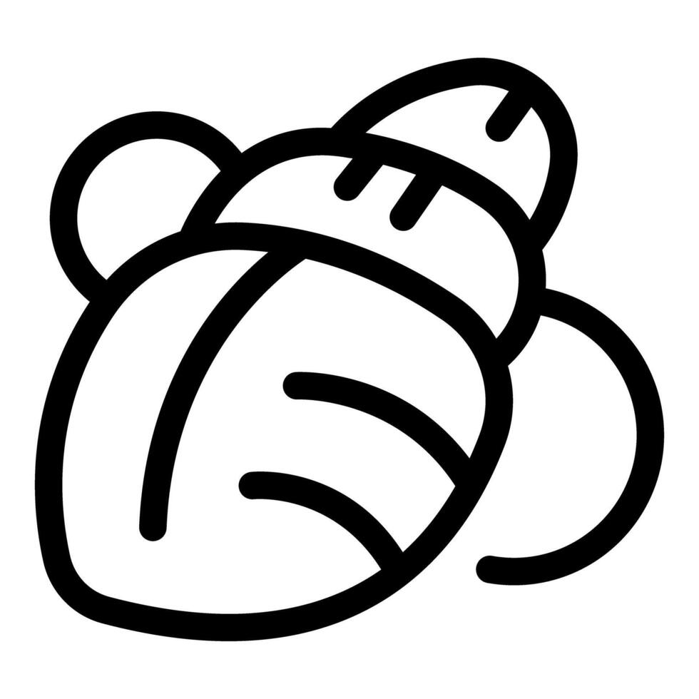 Black and white line art icon of a bumblebee flying vector