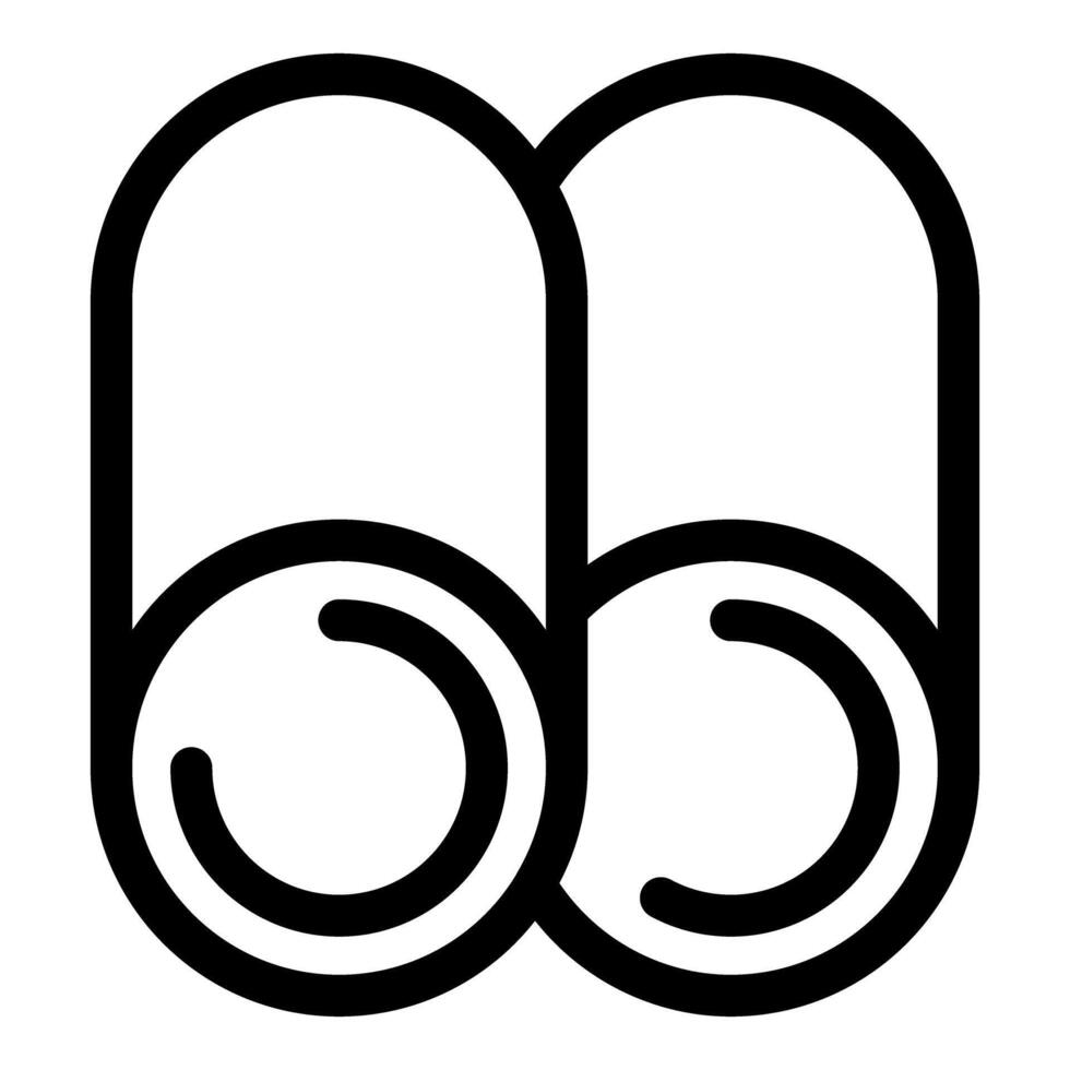 Simple black line drawing of binoculars icon vector