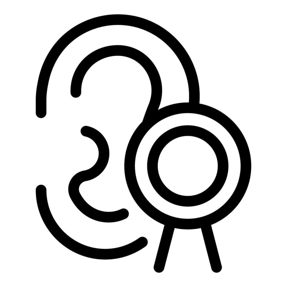 Ear hearing sound with magnifying glass icon vector