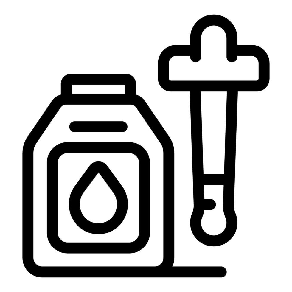 Chemical dropper taking liquid from bottle for experiment vector
