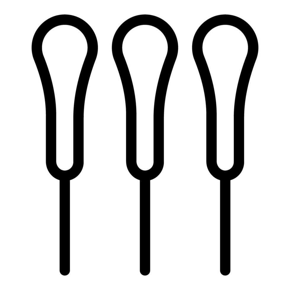 Three tuning forks standing upright on white background vector