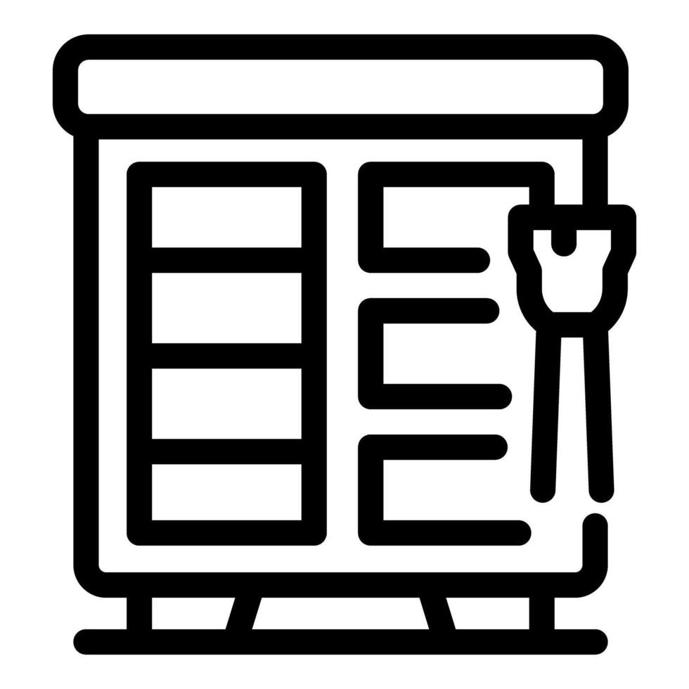 Electrical cabinet being plugged in with wire in simple line style vector