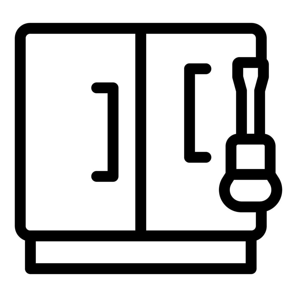 Repairing broken refrigerator with screwdriver icon vector